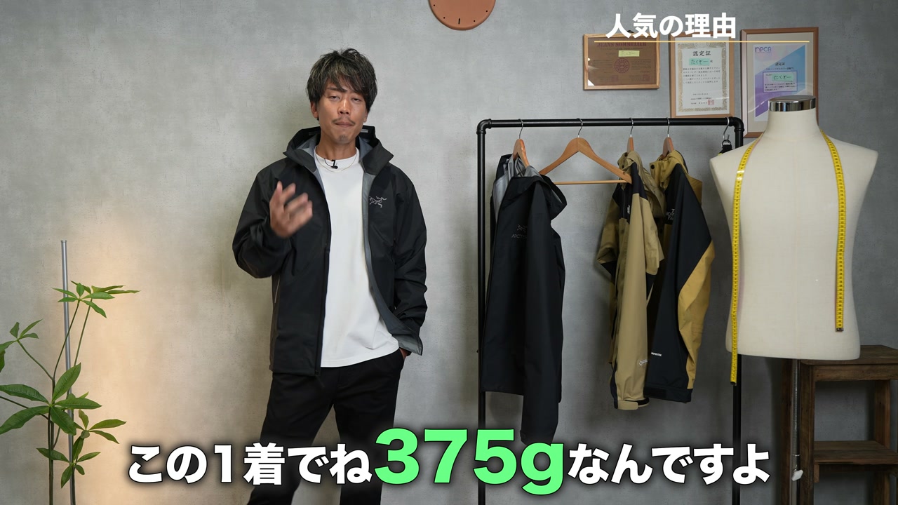 ベータジャケットをフードに収納してコンパクトにまとめたシーン