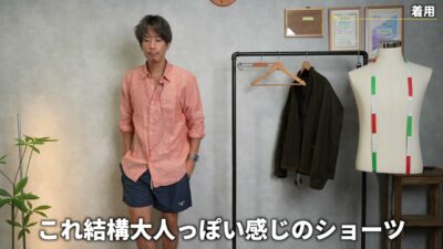 バブアー スイムショーツ 白い紐のワンポイント クローズアップ