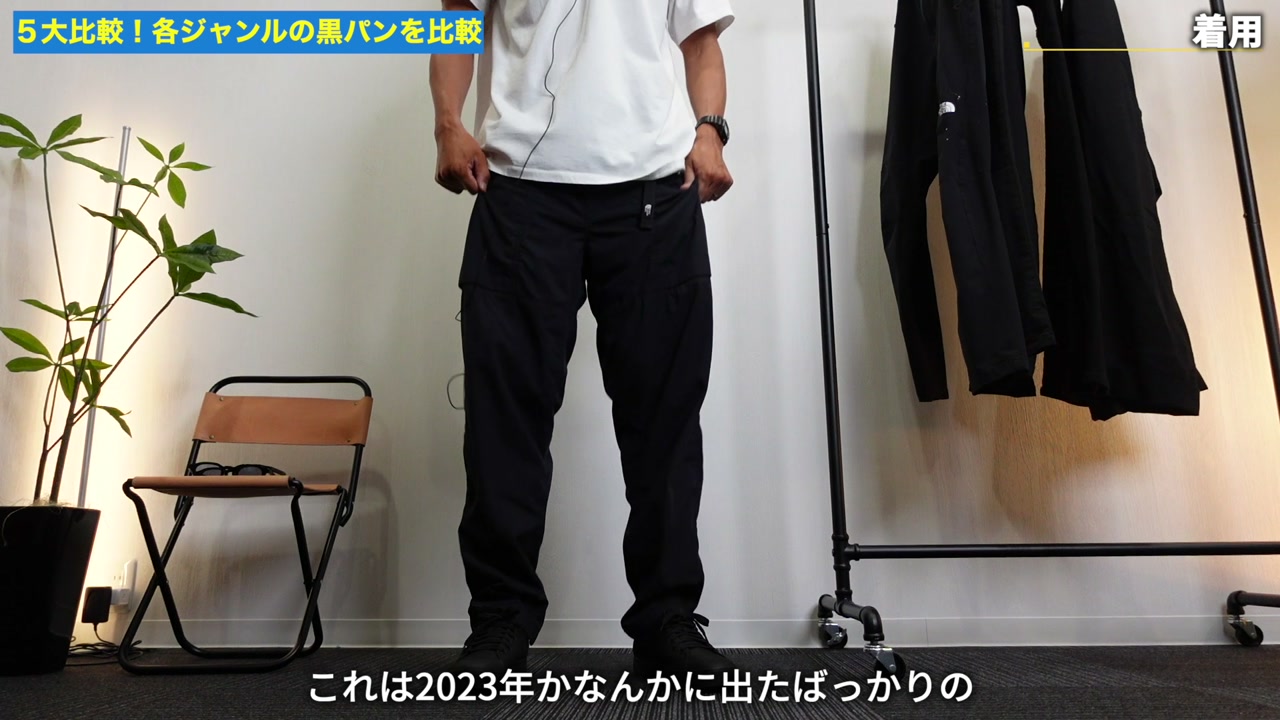 ノースフェイス カーゴパンツ 黒 着用カット