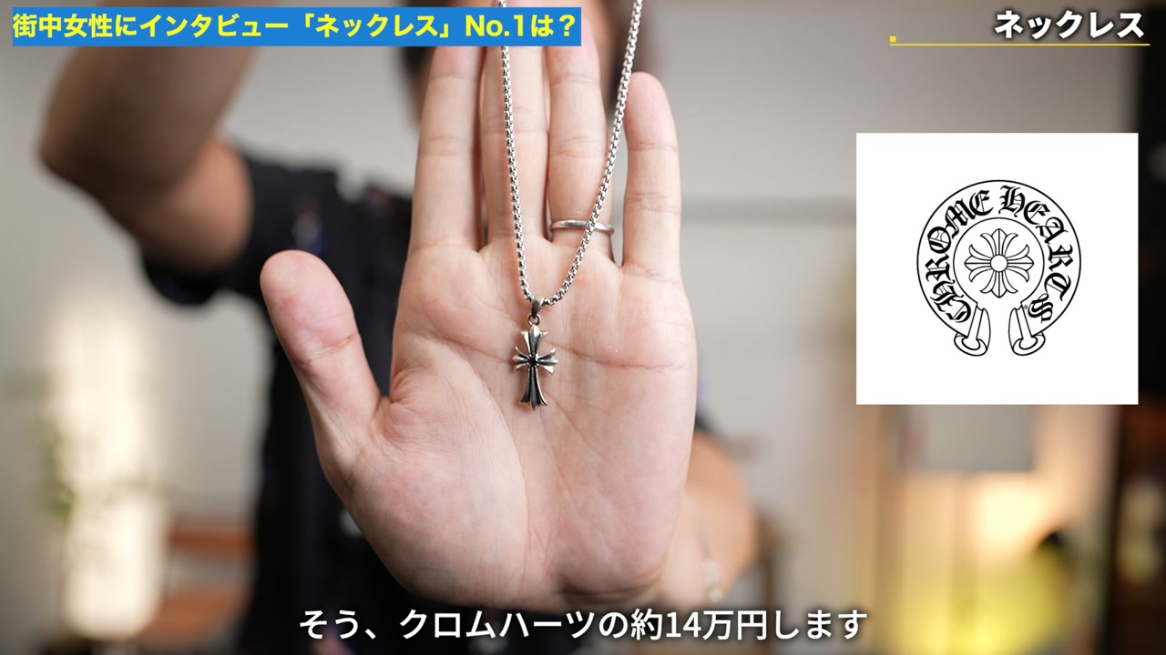 クロームハーツのドクロ・クロスネックレスが映っているカット