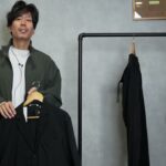 NANGAドットエアセットアップを着用したたくぞーさん・後ろから透け感が分かるカット