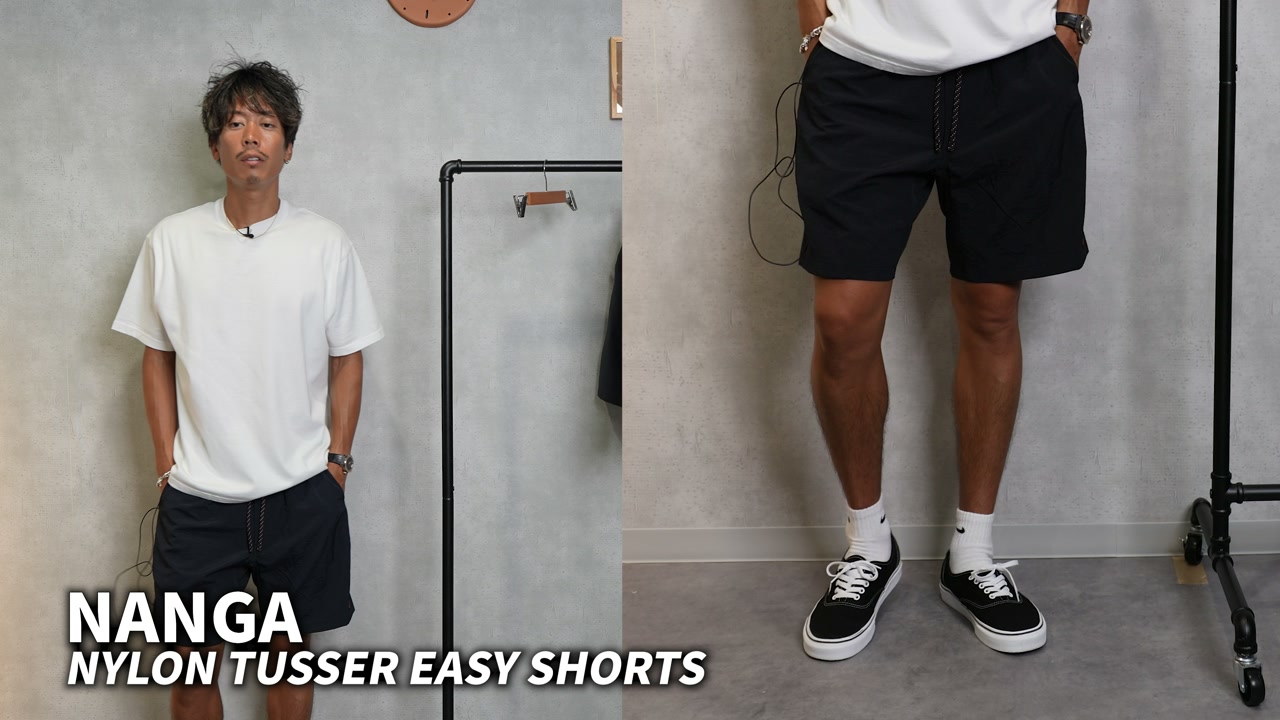 NANGAナイロンタッサーイージーショーツの着用シーン