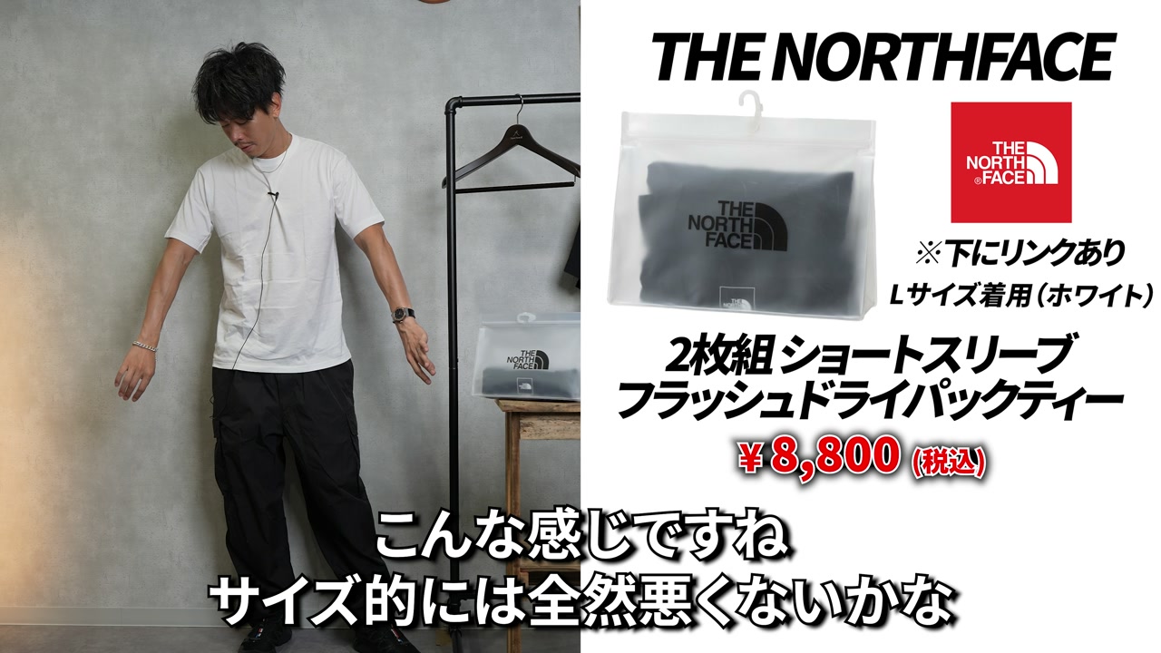 ノースフェイス パックT 白Lサイズ着用全身