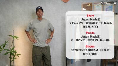 アメカジ×ミリタリー×カーゴパンツ×赤スニーカーの洗脳末路コーデ