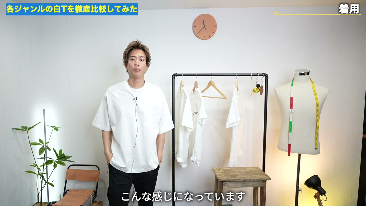 キャプテンサンシャインの白TをたくぞーがLサイズで着用している正面カット