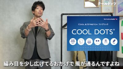 ワイルドシングス セットアップのクールドット生地——網目構造のアップカット