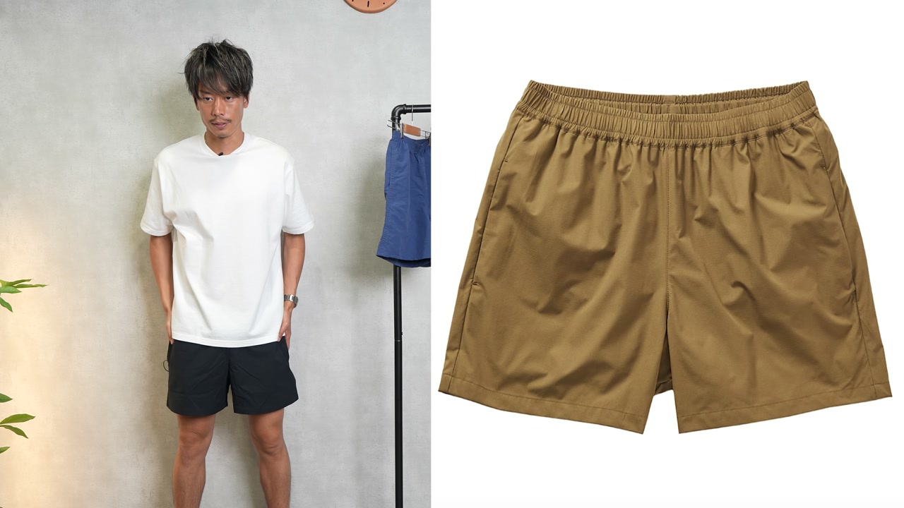 シャリテックと水陸両用ショートパンツを並べた集合カット・まとめシーン