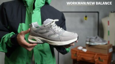 ワークマンスニーカーのコーデ提案・緑アクセントカラー着用カット