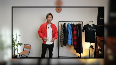たくぞーが秋コーデ7スタイルを紹介するオープニングシーン
