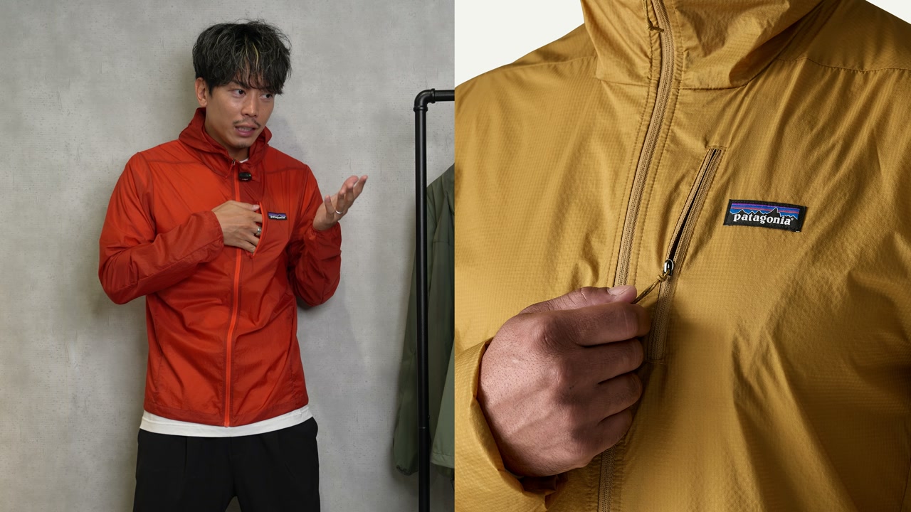パタゴニア フーディニを着用・紹介しているシーン